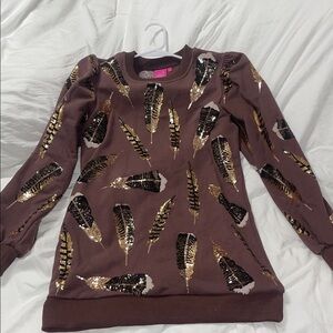 QUEEN OF SPARKLES Brown Turkey Feather Dress